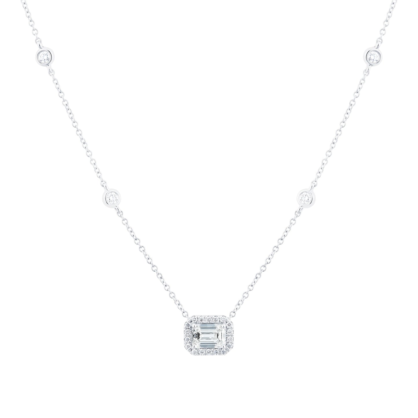 White Gold 1.45cttw Diamond Halo Pendant