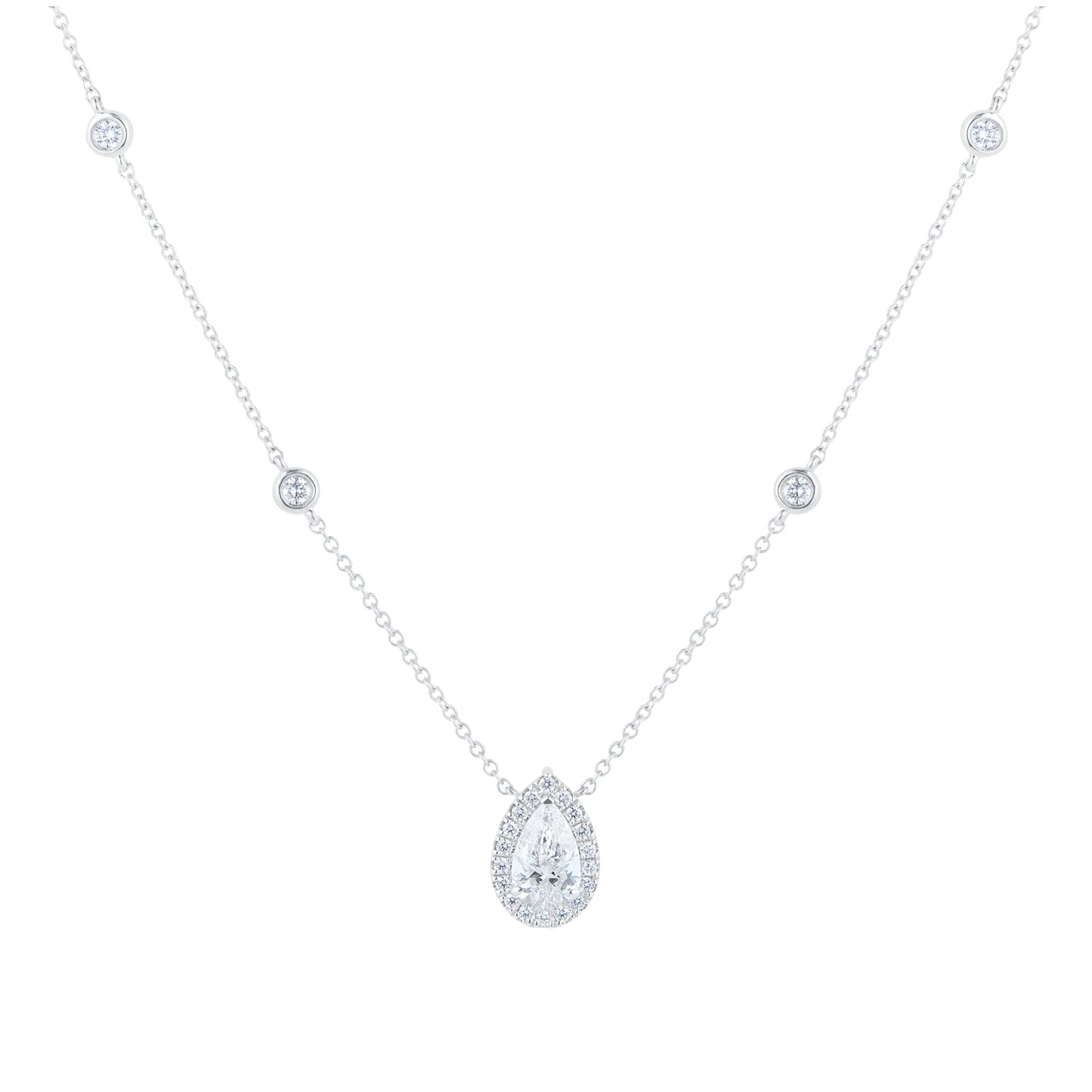 White Gold 1.40cttw Halo Diamond Pendant