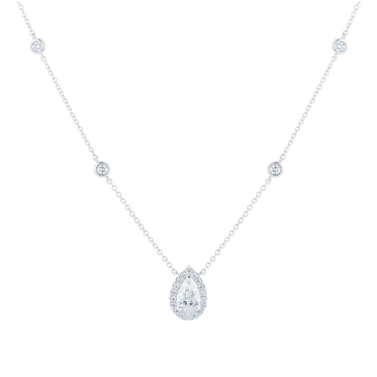 White Gold 1.40cttw Halo Diamond Pendant