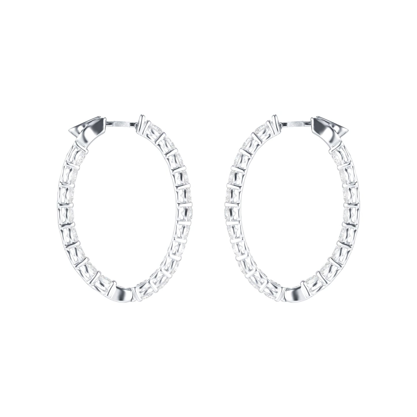 White Gold 3.99ct Diamond Oval Hoop Earrings