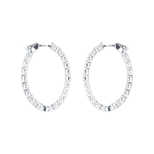 White Gold 3.99ct Diamond Oval Hoop Earrings