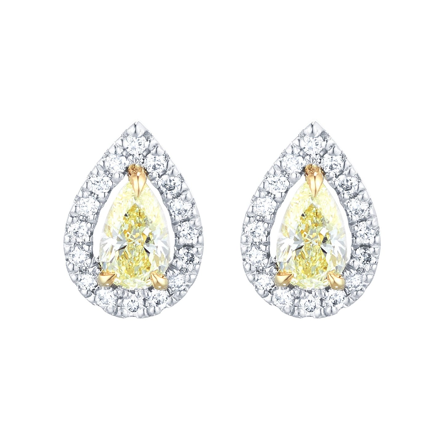 White Gold 0.82cttw Yellow Diamond Stud Earrings