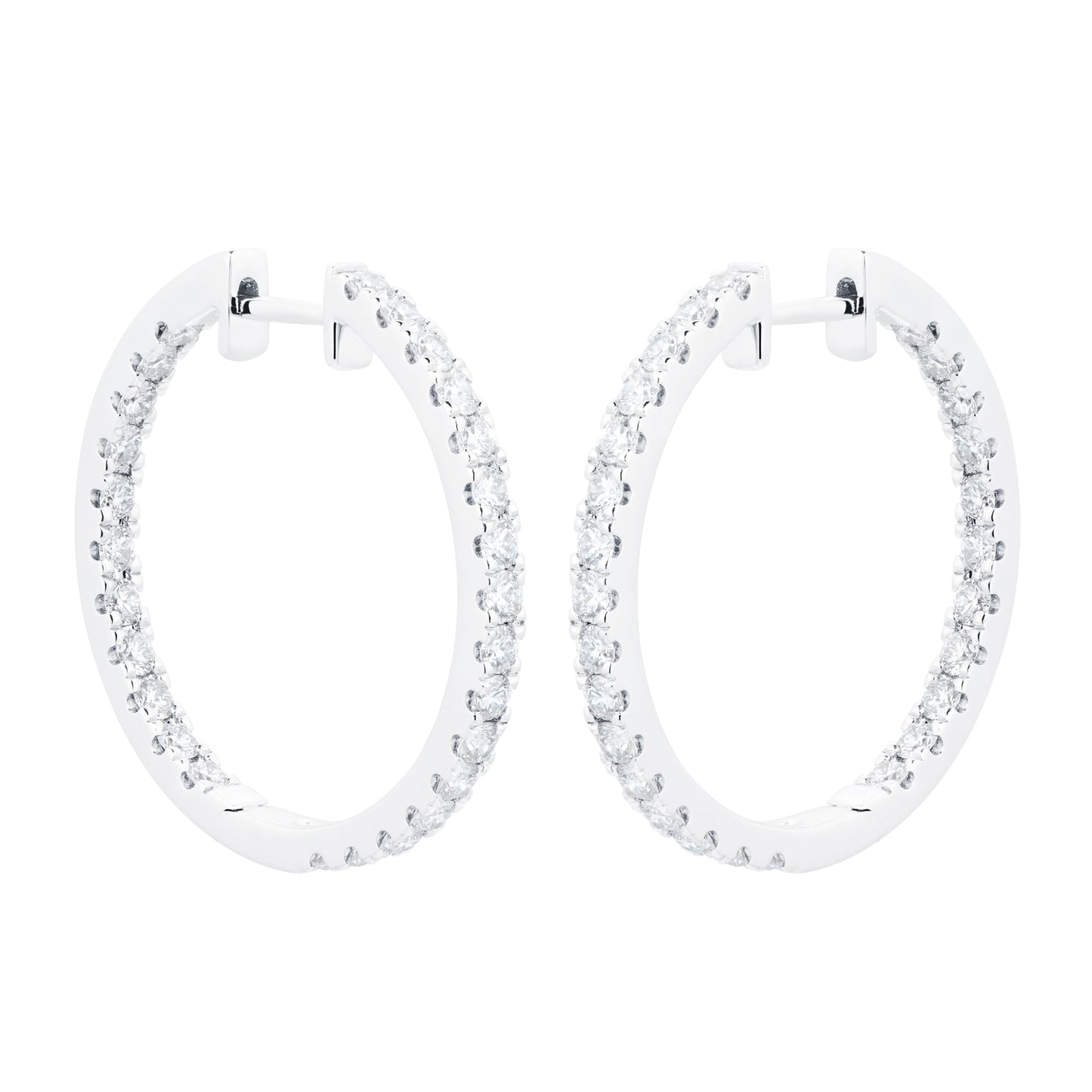 White Gold 25mm 1.50cttw Diamond Hoop Earrings