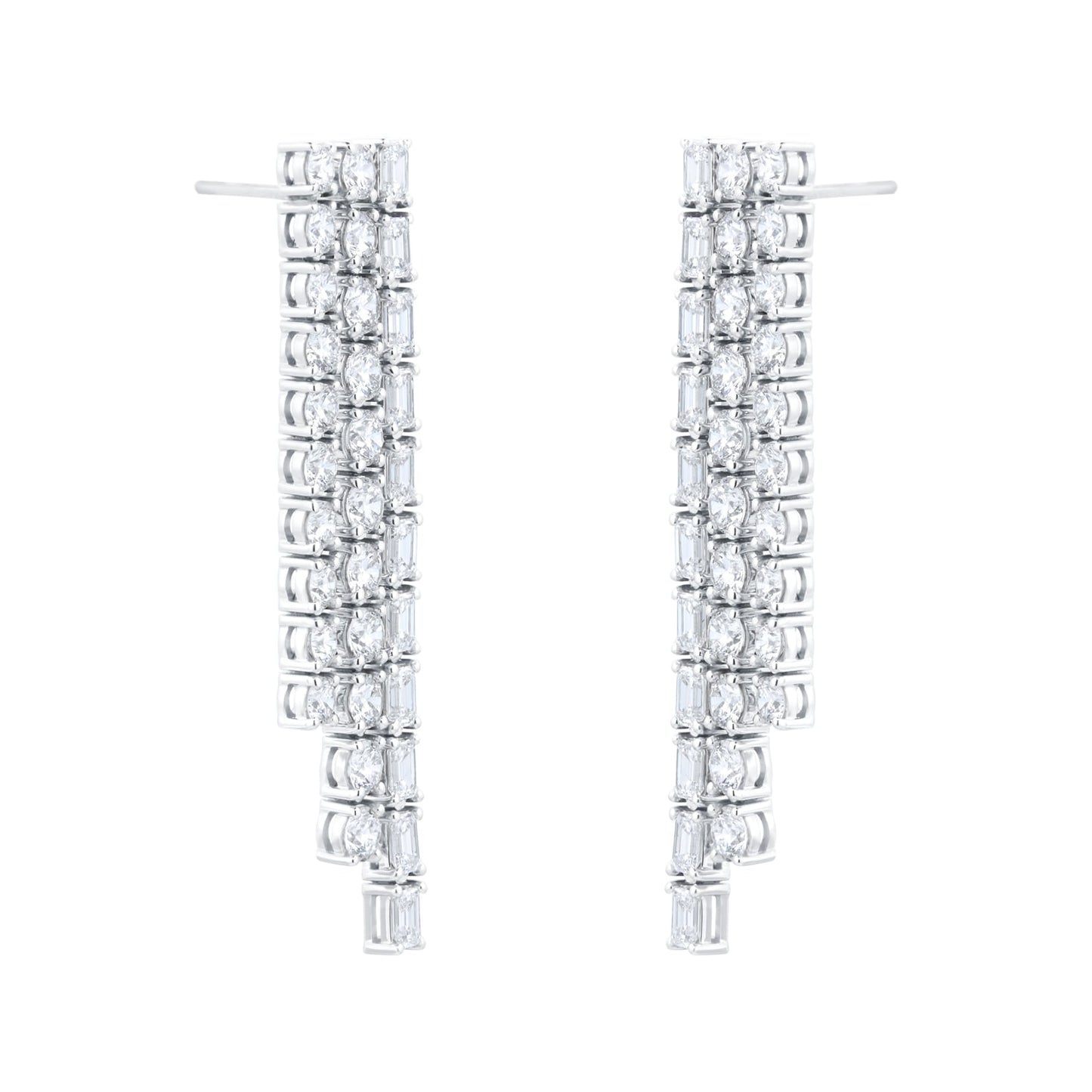 White Gold 7.67cttw Diamond Waterfall Drop Earrings