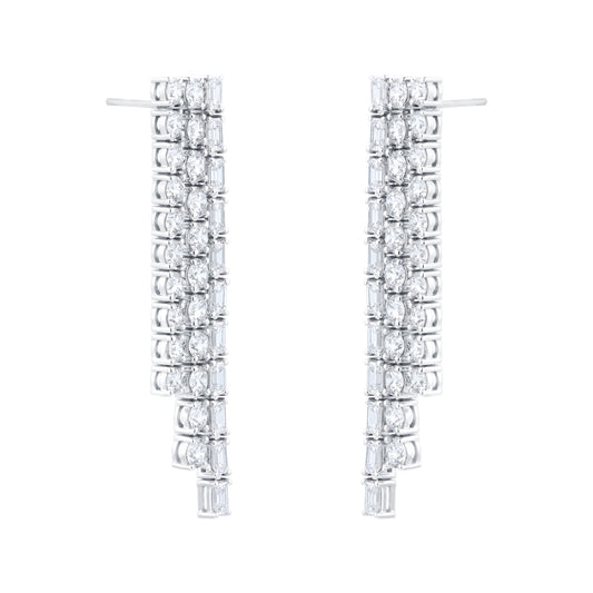 White Gold 7.67cttw Diamond Waterfall Drop Earrings