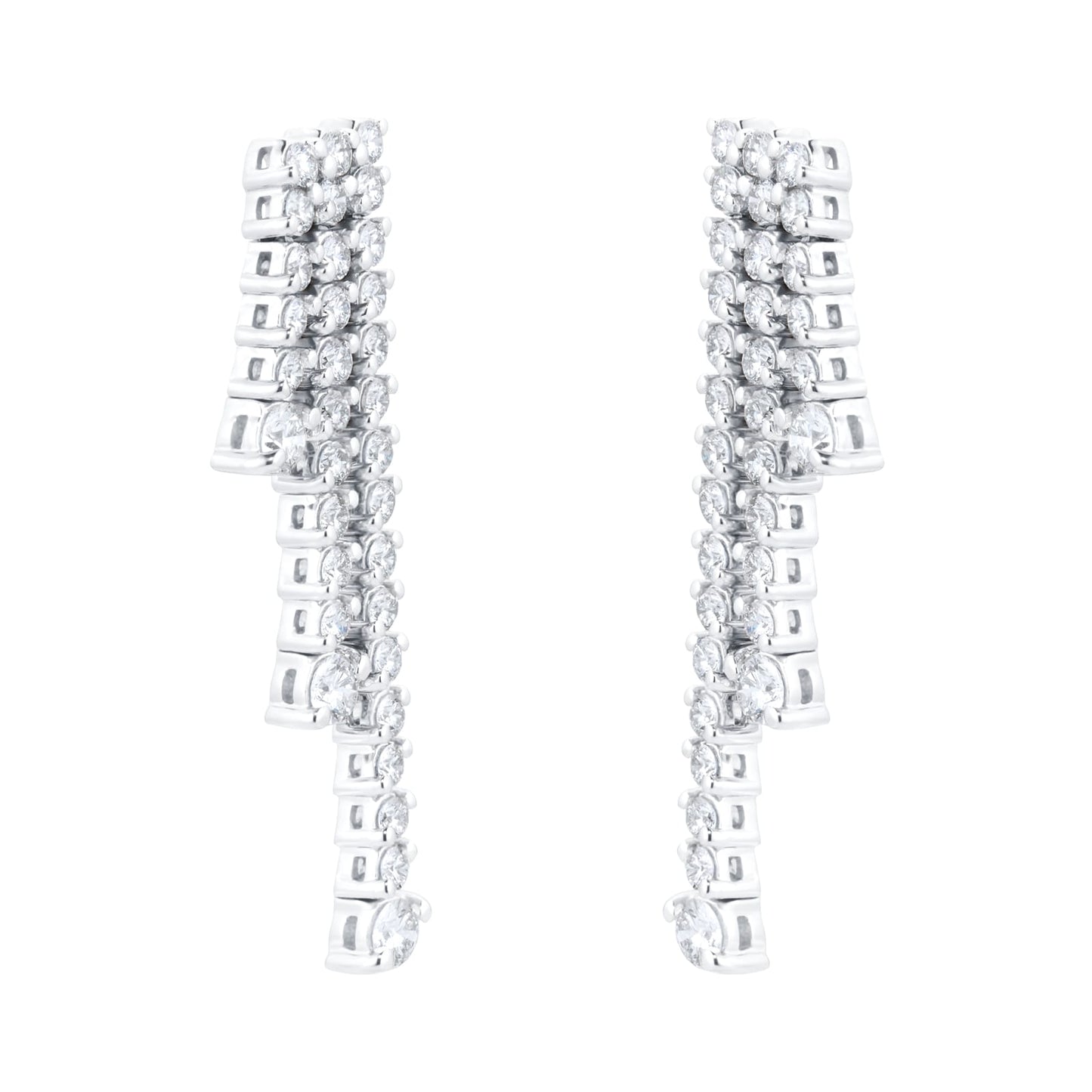 White Gold 3.26cttw Diamond Waterfall Drop Earrings