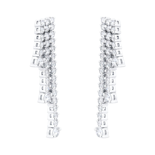 White Gold 3.26cttw Diamond Waterfall Drop Earrings