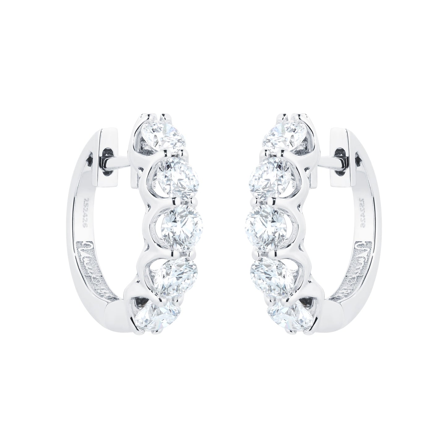 White Gold 2.00cttw Ten Stone Diamond Huggie Earrings