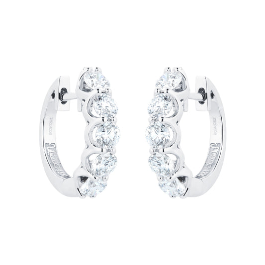 White Gold 2.00cttw Ten Stone Diamond Huggie Earrings