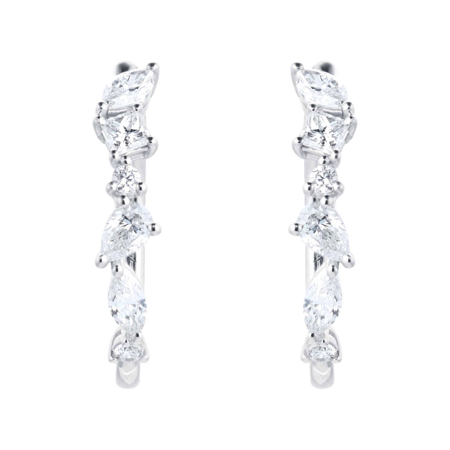 Riveret White Gold 1.00cttw Diamond Hoop Earrings