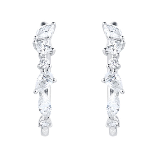 Riveret White Gold 1.00cttw Diamond Hoop Earrings