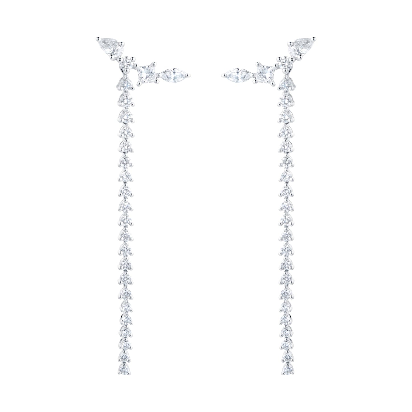 Riveret White Gold 1.50cttw Diamond Climber Drop Earrings