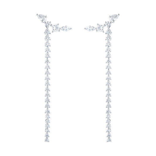 Riveret White Gold 1.50cttw Diamond Climber Drop Earrings