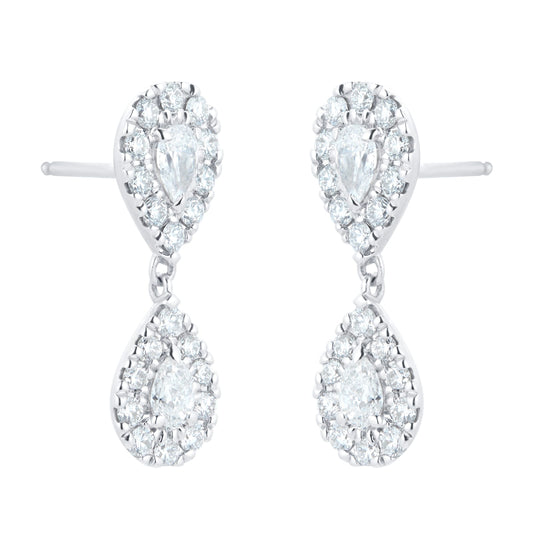 Amelia White Gold 1.15cttw Diamond Drop Earrings