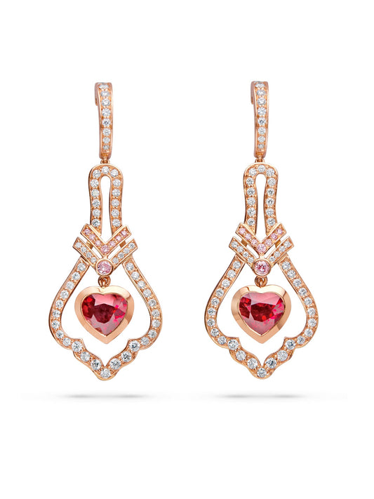 A Family Journey Venice Heart Ruby Earrings