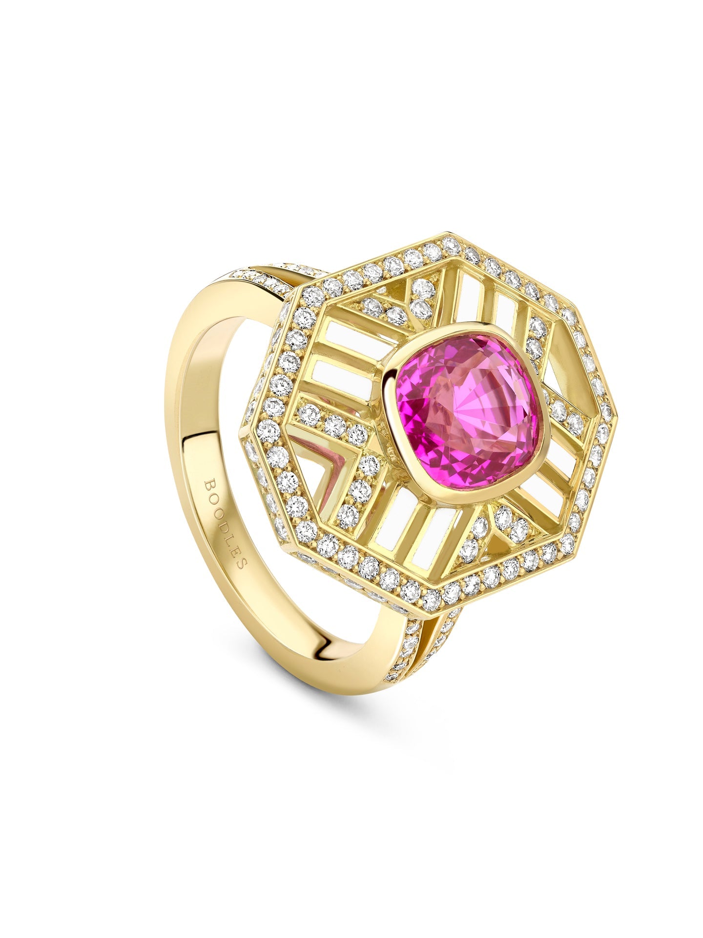 Fifth Avenue Cushion Pink Sapphire Ring