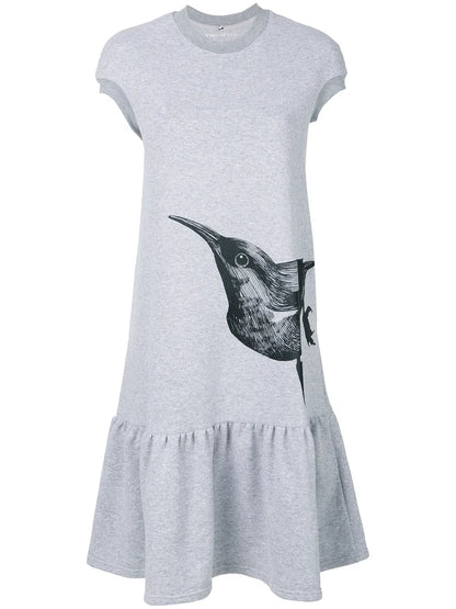 Bird Print T-Shirt Dress
