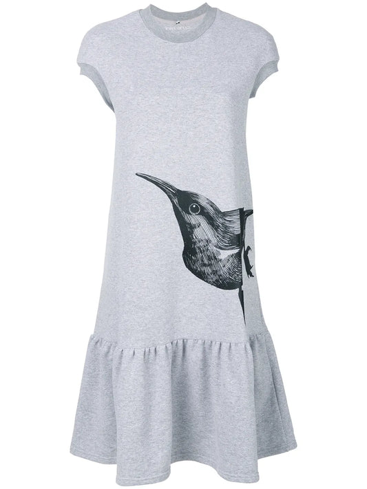 Bird Print T-Shirt Dress