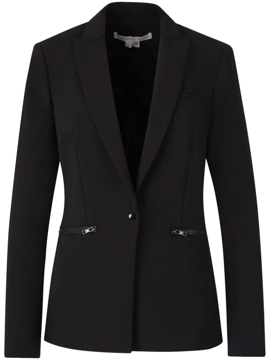 Zip Pocket Single-Breasted Blazer