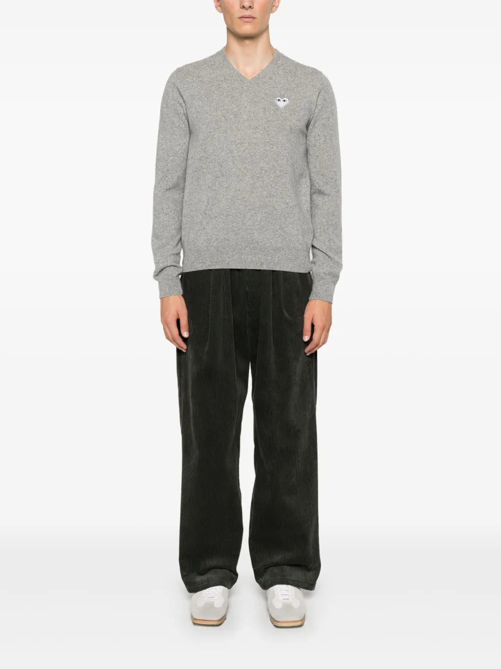 V-Neck Pullover With White Heart