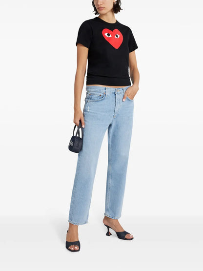 Heart-Print Cotton T-Shirt