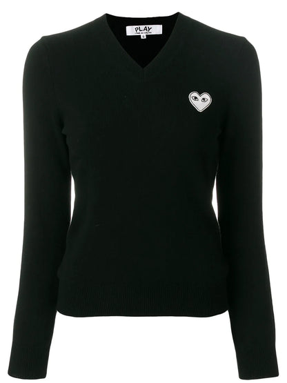 V-Neck Heart-Logo Sweater