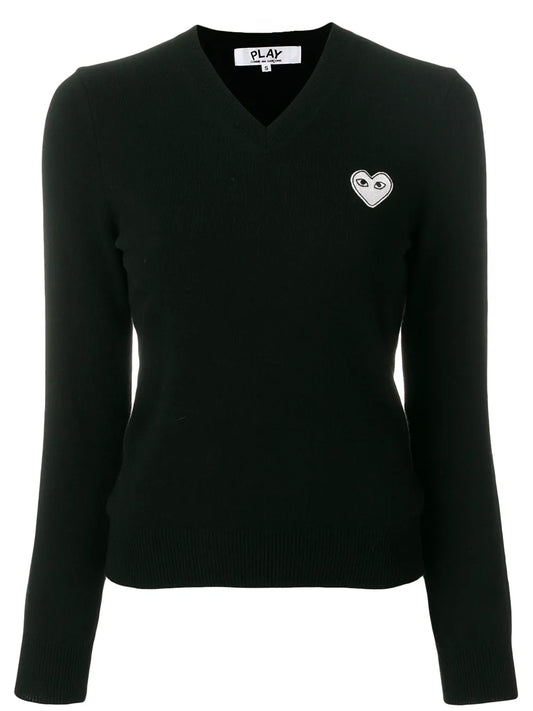V-Neck Heart-Logo Sweater