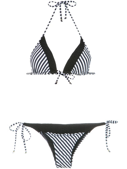 Striped Triangle Bikini Set