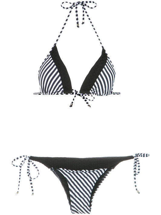 Striped Triangle Bikini Set