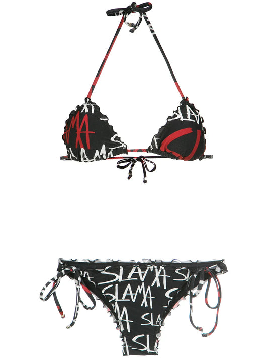 Logo Print Bikini Set