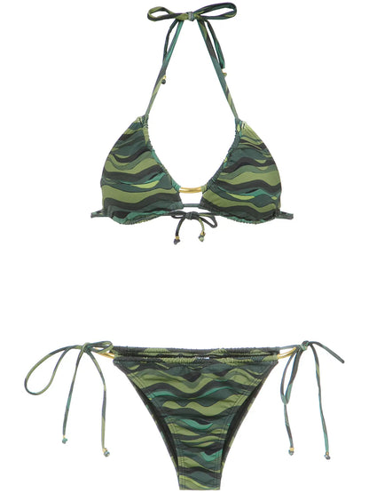 Wave Print Bikini Set