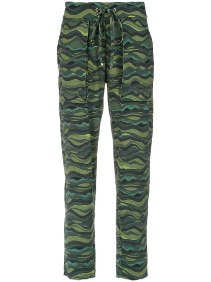 Wave Print Drawstring Pants