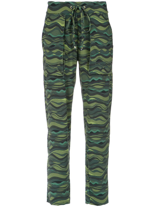 Wave Print Drawstring Pants