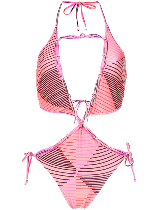 Printed Cut Out Swimsuit
