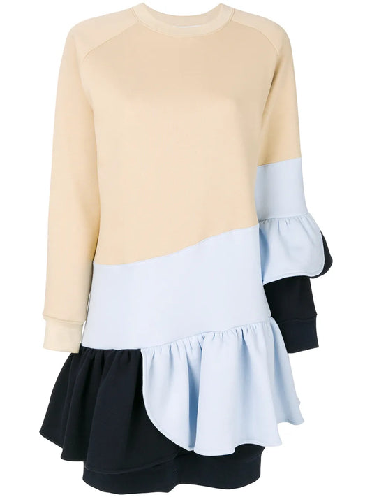 Colour-Block Frill Dress