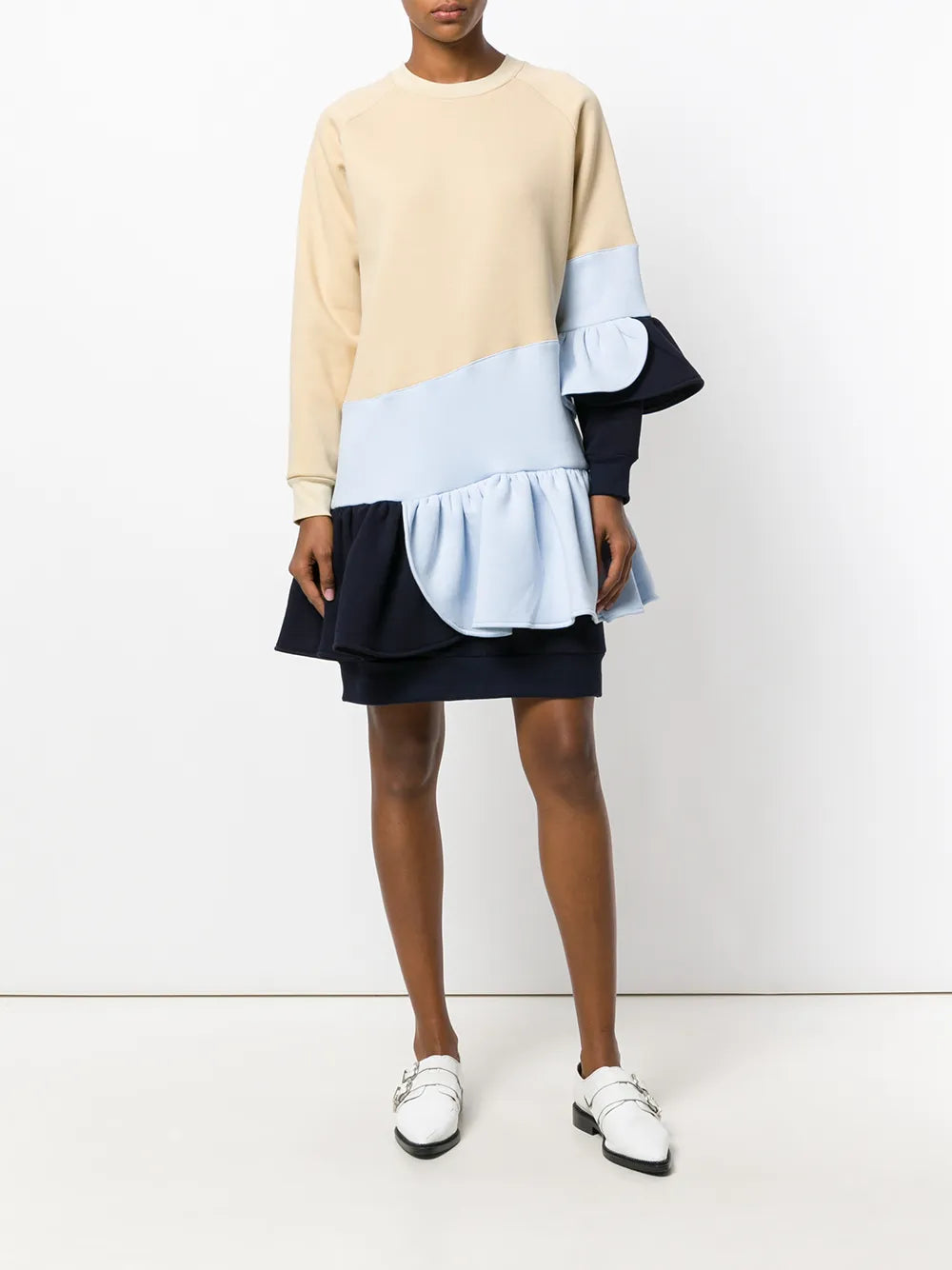 Colour-Block Frill Dress