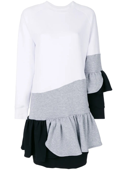 Colour-Block Frill Dress