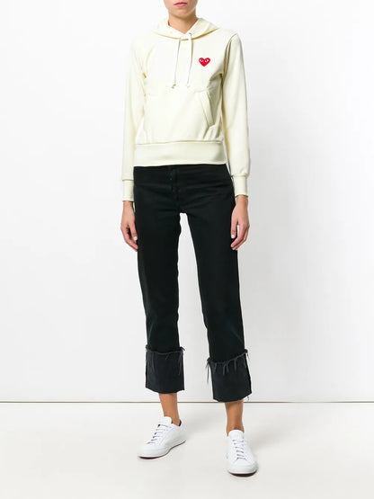 Heart-Patch Long-Sleeve Hoodie