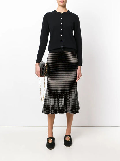 Round Neck Contrast Button Cardigan