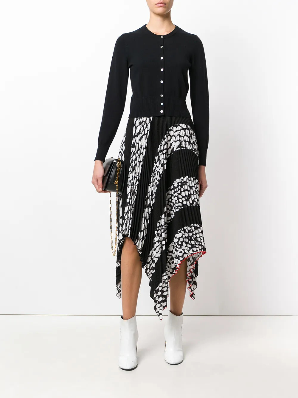 Cropped Contrast Button Cardigan
