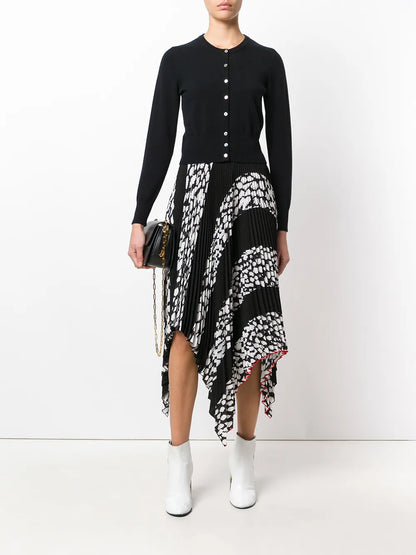 Cropped Contrast Button Cardigan