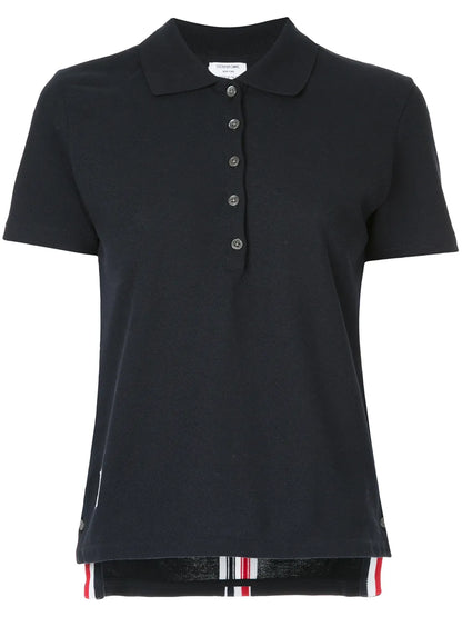 Stripe-Trim Polo Top