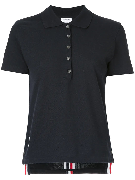 Stripe-Trim Polo Top
