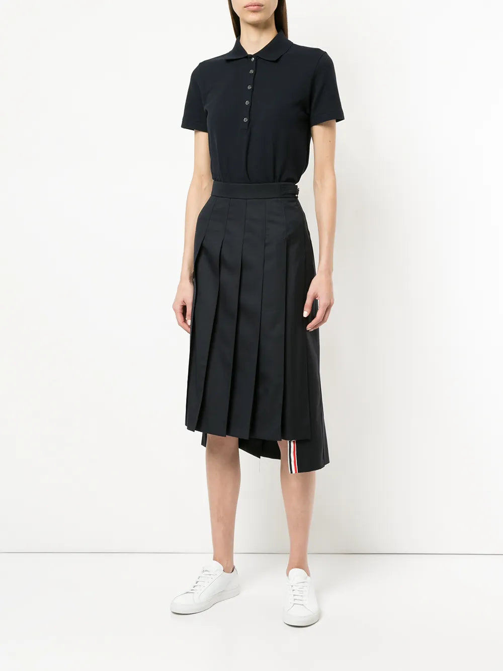 Stripe-Trim Polo Top