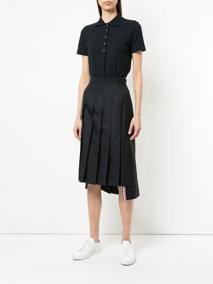Stripe-Trim Polo Top