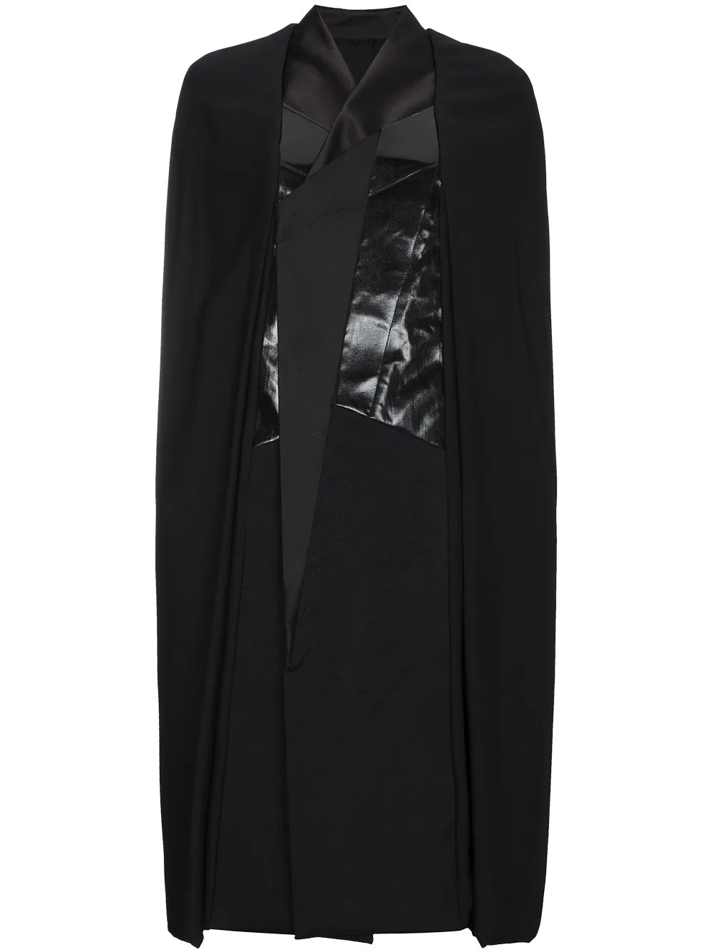 Leather Panel Cape Coat