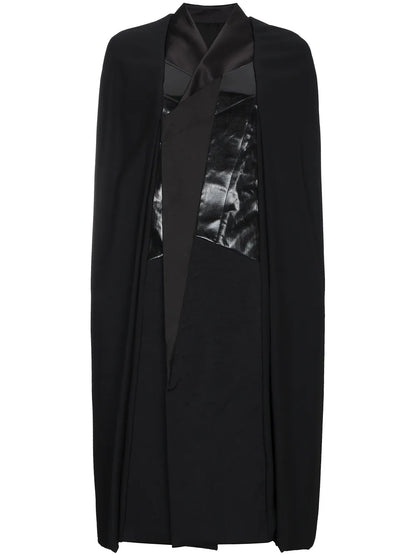 Leather Panel Cape Coat