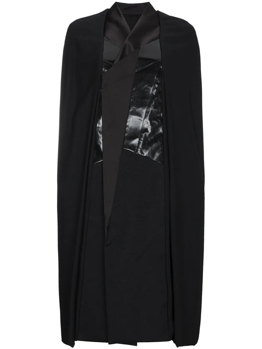 Leather Panel Cape Coat