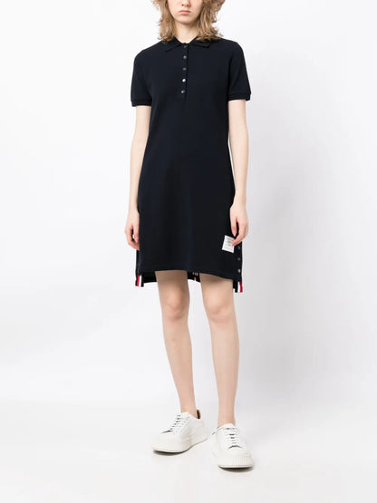 Stripe-Detailing Piqué Polo Dress