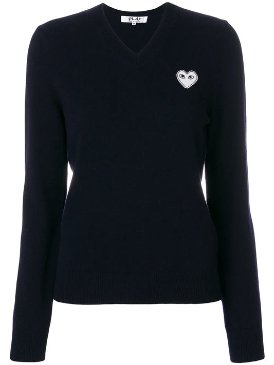 V-Neck Heart-Logo Sweater